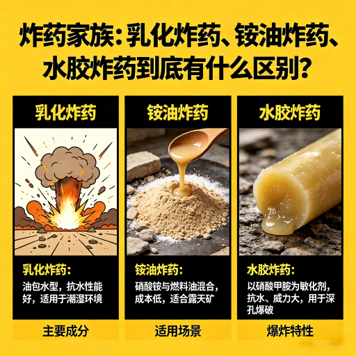 蒙城炸药家族：乳化炸药、铵油炸药、水胶炸药到底有什么区别？